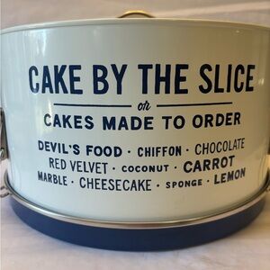 Rate Lenox Kate spade tin cake carrier 10” cake by the slice let them eat cake